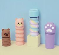 Joli chat chien pochette à crayons fermeture éclair étui à crayons en Silicone réduire la pression sac d'école