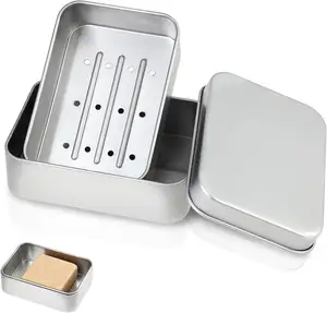 Reise-Seifenbehälter Barseifenhalter und Gehäuse Metall-Seifenbox-Dish für Fitnessstudio Camping Heim-Badezimmer