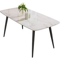 Ensemble de Tables de Salle à Manger Haut de Gamme Rectangulaires avec Pieds Métalliques, Plateau en Marbre Contemporain, pour Bars et Installations de Loisirs, Personnalisable et Meilleures Ventes