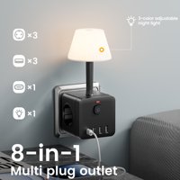 Multiprises avec veilleuse 3 couleurs, design cube, pour chambre d'hôtel, vente en gros B2B, logo personnalisé, fournisseur d'usine