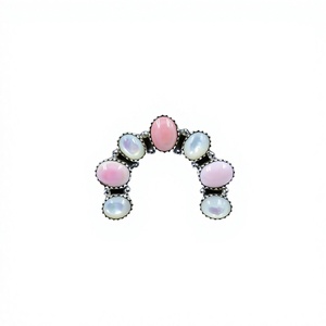 Elegant Handmade Pink Conch Pearl Sterling Silver <b>Adjustable</b> <b>Ring</b> Natural Gemstone Jewelry for Women Wholesale - Product Image 1