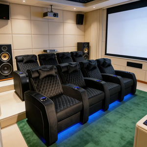 Canapé de cinéma à domicile en velours, mobilier de salle de cinéma pour villa, fauteuils inclinables électriques pour salle multimédia, sièges de cinéma, canapés fonctionnels - Product Image 1