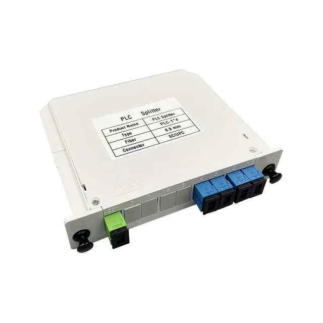Vicenray Rack Mount 1:4 SC/UPC PLC Splitter ABS Box SC UPC Connectors Cassette Type 1X4 Optical Fiber Splitter FTTH WiFi