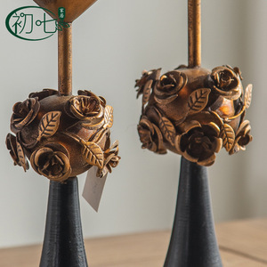 European Retro Wrought Iron <b>Candlestick</b> Holder With Rose Design For Home Wedding Decoration 2055 <b>Large</b> 2056 Small - Product Image 4