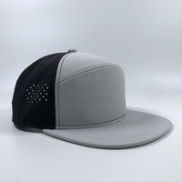 Casquette de baseball OEM en polyester d'été à bord plat, grise, avec trou découpé au laser, casquette étanche Gorras à 6 panneaux avec logo personnalisé
