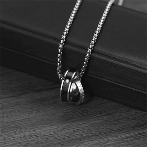 Kalung Liontin Cincin Salib Gaya Korea untuk Pria, Aksesoris Rantai Baja Titanium Trendi untuk Sehari-hari, Perhiasan Jalanan 2024 - Product Image 4