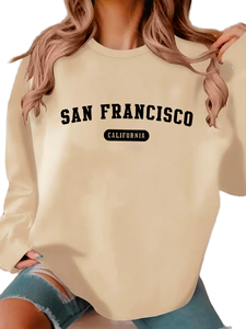 Sudadera con Capucha Personalizada, Corte Regular, Diseño Gráfico, Unisex, Estampado de San Francisco, Estilo Urbano Informal, Poliéster/Algodón, Primavera - Product Image 1