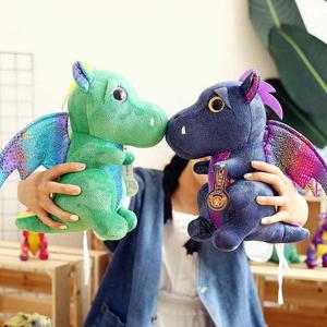 Pabrik grosir 25cm Anime lucu Naga & dinosaurus terbang boneka mewah dengan sayap PP kapas mengisi Super lembut mewah - Product Image 2