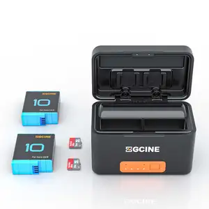 ZGCINE PS G10双电池充电器外壳，适用于GoPro Hero 9电池充电器5200毫安时电源组和Hero 10储物盒