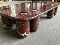 Table basse moderne en marbre Calacatta Viola Ross Lavento avec structure en métal pour salon, meubles de maison