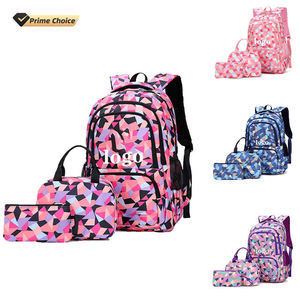 3 Pcs Nylon Không Thấm Nước Trường Ba Lô & Ăn Trưa Túi Đặt Trẻ Em 'Thời Trang Bút Chì Trường Hợp Dây Kéo Đóng Cửa Hình Học Mô Hình Ngụy Trang - Product Image 1