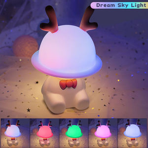 DIY USB rechargeable Cute Deer Soft Silicone Sleep <b>Lamp</b> Tap Control Kids Portable Bedroom Night Light With 7 Colors LED Lights - Product Image 3