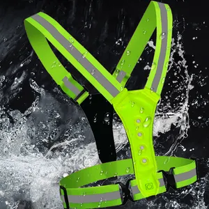 Outdoor Type-c Charging Sport Vest LED Light Running Reflective Safety Vest Reflective Safety Clothing With Front And Back Light