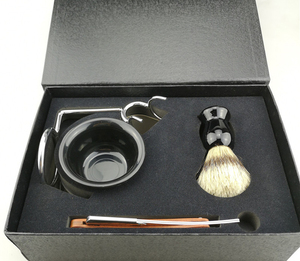 Nouveau kit de rasage en bois pour hommes, rasoir droit à manche en bois, ensembles de rasoirs, sangle en cuir, brosse à raser pour hommes, cadeau, ensemble de rasage pour <span class=keywords><strong>barbier</strong></span> pour hommes - Product Image 3