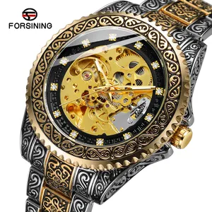 2022 relogio forsining transparent no brand name montre alloy automatic mechanical skeleton watch for men watches custom logo