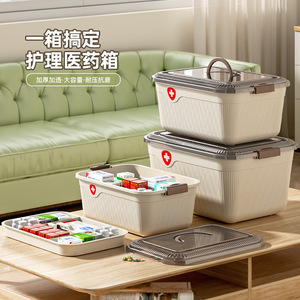 Large Capacity Medicine Box Multi Layer Portable Storage Case With Divider <b>For</b> Home Desktop Use PP Material - Product Image 1