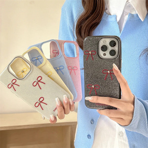 เคสโทรศัพท์แบบโบว์กลิตเตอร์สุดหรูสำหรับ iPhone 16/17 Pro Max, ดีไซน์เรียบหรูสำหรับ iPhone 15/13/14 - Product Image 1