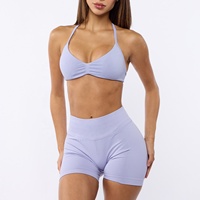 Ensemble short et soutien-gorge réversible sans couture personnalisé équipement d'entraînement de fitness pour femmes avec logo personnalisé