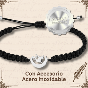 กำไลข้อมือสแตนเลสสีเงินลายอินฟินิตี้สีดำมีจี้และเครื่องราง - Product Image 2