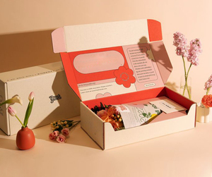 Custom Floral <strong>Flower</strong> Cardboard Shipping Carton White Cardboard Mailer <strong>Box</strong> Matt Lamination Embossing For <strong>Flower</strong> Bouquets - Product Image 2