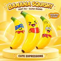 Jouet Squishy en PU en forme de banane, à remontée lente, doux, anti-stress, expressions variées, vente en gros