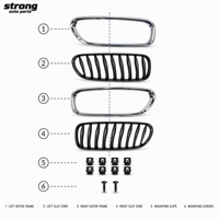 Calandre avant gauche et droite pour BMW Z4 E85 Roadster, garniture chromée, lames intérieures noires, ensemble 51137051957 51137051958