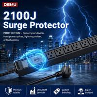 Boîtier de distribution 1U pour montage en rack 19 pouces, PDU 5 prises US, affichage numérique, charge rapide USB-C 30W, protection contre les surtensions 2100J