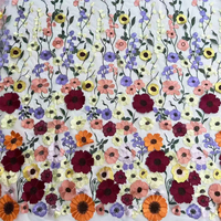 2025 prix usine haut de gamme français 3D fleur brodé Tulle maille dentelle tissu pour les robes de soirée des femmes