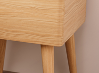 Table de chevet style bûche pour chambre à coucher, en bois de frêne massif couleur naturelle, écologique, avec 1 tiroir, design moderne