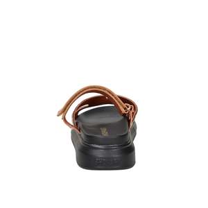 Sandales plates en cuir pour femmes avec sangle en strass, semelle plateforme noire - Product Image 4