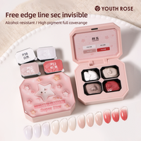 Gel à ongles Pat Pat Youth Rose 6 en 1, 10 couleurs, palette de gel à tamponner à 4 compartiments, poudre à effet dégradé, peinture à ongles, effet UV, gel à tamponner