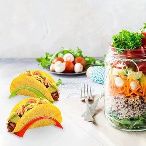 Soporte para tacos, soporte para tortillas, soporte de plástico de calidad alimentaria para comida mexicana, uso en pícnic, color rojo, amarillo, rosa, forma irregular - Product Image 1