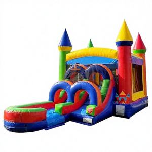 High Quality Colorful <b>Inflatable</b> PVC Jumper Bouncer Bounce House Combo 5x5x4m 5-10 Capacity Easy Setup for Fun - Product Image 1