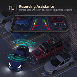 Enregistreur vidéo DVR de voiture 10 pouces 1080P, caméra de tableau de bord à écran tactile, double objectif, Streaming, enregistreur de conduite, rétroviseur, caméra de tableau de bord - Product Image 6