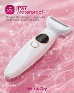 Tondeuse bikini pour femmes, rasoirs électriques indolores, rasoir corporel sans fil IPX7 pour voyage, rasoir facial pour <span class=keywords><strong>femme</strong></span> avec lames remplaçables, <span class=keywords><strong>nettoyage</strong></span> facile - Product Image 3
