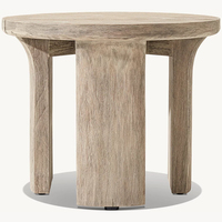 Mesa de Centro RH Lagos de Teca Duradera con Tablero de Dos Tablas de Teca Sólida, Patas Curvas de Doble Poste, Estilo Moderno Minimalista para Exteriores de Villa