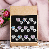 Implant Grade ASTM F136 Titane Coeur Labret Piercing Filetage Interne Dos Plat Boucle D'oreille De Mode Corps Bijoux pour Femmes Hommes