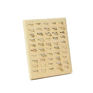 Linen Fabric Vertical <b>Ring</b> Display Board 20x9x24.5cm Multi Compartment Jewelry Storage Nordic Style Display Rack - Product Image 5