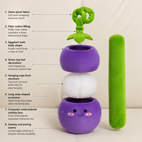 Schattig perzik knuffeldier zacht pluche dier geborduurd cartoon fruit pop cadeau voor kinderen