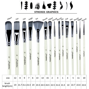 Rifornimenti di arte 15Pcs Pennello Set Manici In Legno Professionale Spazzole di Pittura Kit per Olio Acrilici Acquerello Gouache - Product Image 5