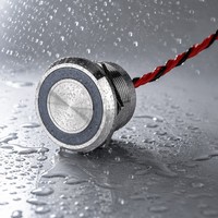 Électrique imperméable à L'eau 24V Anneau Lumineux Led En Métal Bouton-Poussoir Rond Chanfrein Type 22mm Momentané Commutateur Piézo-électrique
