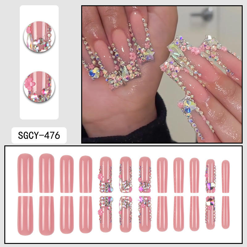 24 Pieces Holiday Nail Art Decorative Fake Nails Various Valentine's Day French-style Full Cover Geometric Pattern Long-lasting