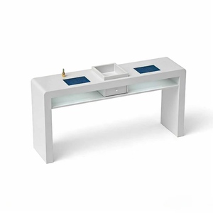 Mesa de Manicura Doble Minimalista, Mesa de Manicura Individual/Triple, Consola Roja para Salón de Uñas - Product Image 2