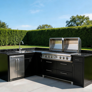 Cocinas Exteriores de Madera Sólida de Estilo Europeo Moderno Personalizadas con Revestimiento - Product Image 4