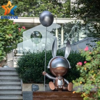 Escultura de Conejo Espacial de Fibra de Vidrio, Arte Ecológico para Decoración del Hogar, Diseño de Animal de Dibujos Animados, Impermeable y Duradero