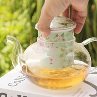 Chauffe-thé en céramique de porcelaine européenne de luxe, double paroi, écologique, résistant à la chaleur, style floral, avec logo personnalisé