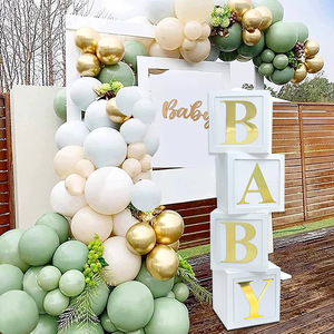 Boîte à ballons blanche avec lettres dorées pour fête d'<span class=keywords><strong>anniversaire</strong></span> de garçons et de filles, révélation de sexe, décorations de fête prénatale - Product Image 2