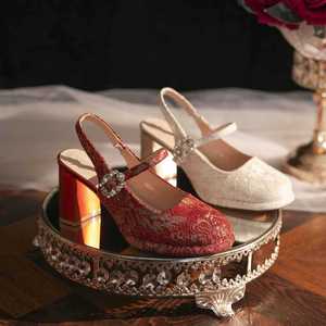 Mary Jane Pumps <b>Round</b> <b>Toe</b> Lace Block <b>Heel</b> High Comfort Wedding Shoes 7222A - Product Image 2