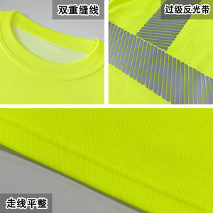 เสื้อยืดนิรภัยสะท้อนแสงสีส้มเรืองแสง แถบสะท้อนแสง ชุดทำงาน ชุดก่อสร้างถนน รุ่น 451 - Product Image 3