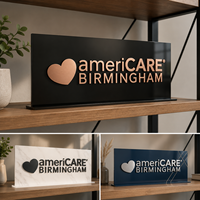 Plaque de bureau personnalisée EZD en acrylique avec logo 3D, support autoportant pour nom de réception, plaque de comptoir de vente au détail, présentoir de marque